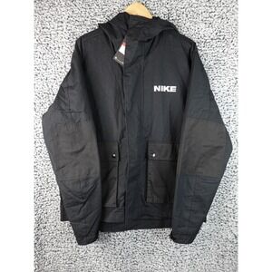 Nike Sportswear City Made Utility Jacket Hooded Ripstop Fabric‎ Black Large NWT